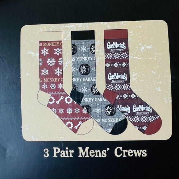 GAS MONKEY GARAGE Men's 3 Pair Crew Socks NIB - Picture 3 of 3